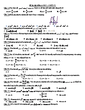 Đề ôn tập kiểm tra học kì I  Khối 12